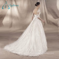 A medias mangas de encaje Appliques Tulle Satin Sexy Beach Wedding Dresses